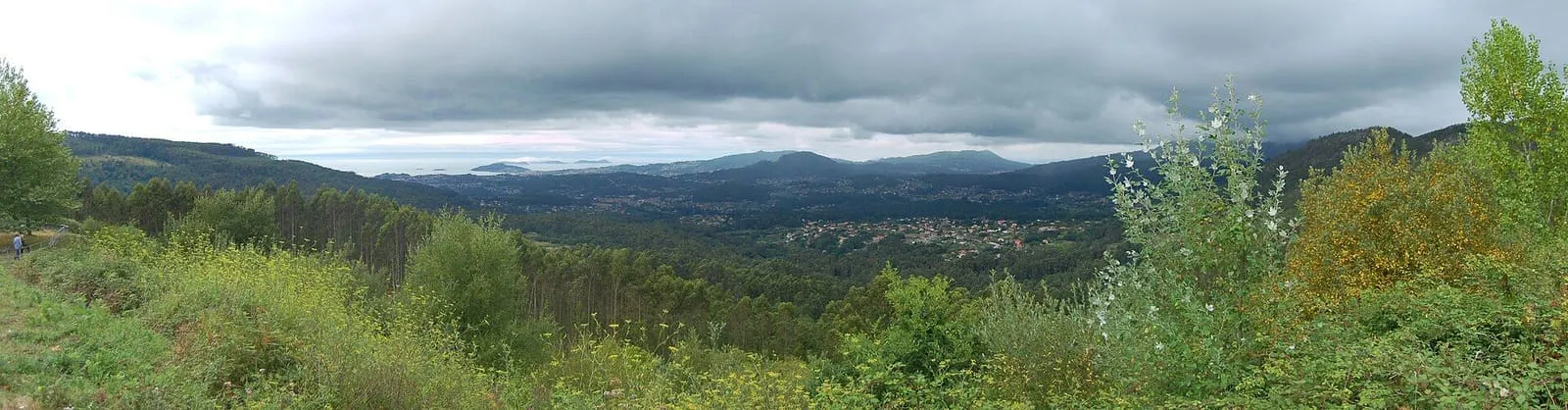 Panorámica desde el Monte Aloia sobre los bosques y valles del Baixo Miño