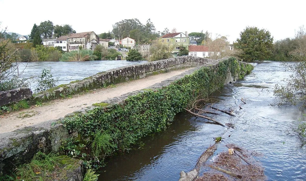 El puente de los Remedios con el río Tea crecido a ambos lados